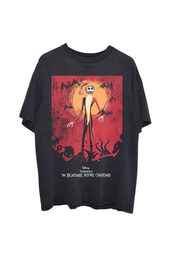 Disney Unisex T-Shirt The Nightmare Before Christmas Jack Orange Sun & Logo (Large)