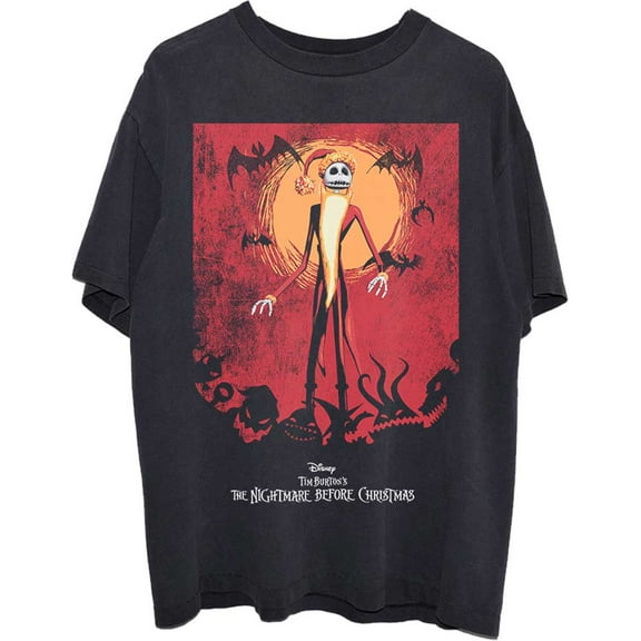 Disney Unisex T-Shirt The Nightmare Before Christmas Jack Orange Sun & Logo  (Small)