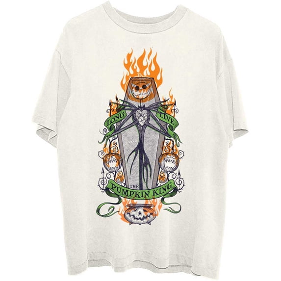 Disney Unisex T-Shirt The Nightmare Before Christmas Orange Flames Pumpkin King (X-Large)