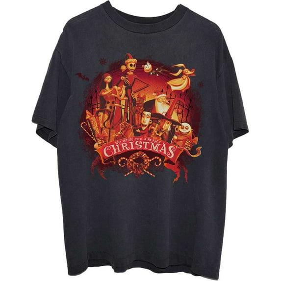 Disney Unisex T-Shirt The Nightmare Before Christmas We Wish You A Scary Christmas (Small)