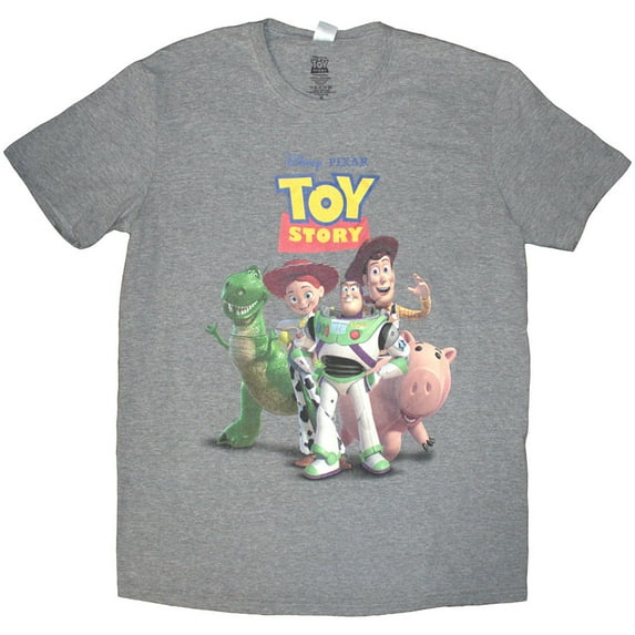Disney Unisex T-Shirt Toy Story Characters Distressed (Grey) (Large)