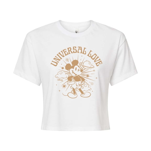 Disney - Universal Love - Juniors Cropped Cotton Blend T-Shirt