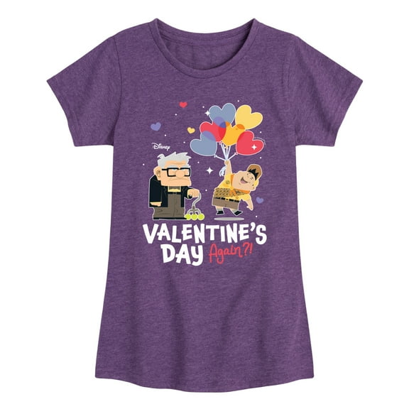 Disney - Up - Valentines Day Again - Girls Youth Fitted Short Sleeve Graphic T-Shirt