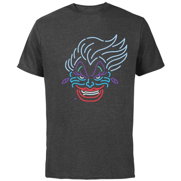 Disney Ursula Neon Face T-Shirt - Short Sleeve Cotton T-Shirt for Adults - Customized-Charcoal Heather