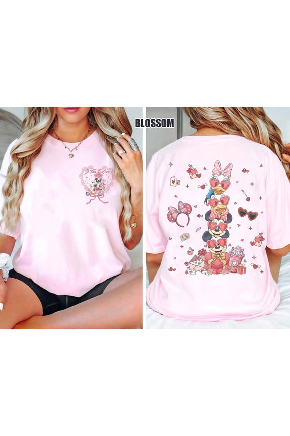 Disney Valentine Retro Mickey Minnie Daisy Duck Couple So This Is Love Heart Cute T-Shirt All size S-3XL
