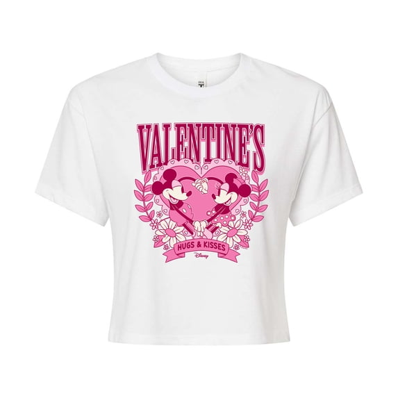 Disney - Valentine's Collegiate - Juniors Cropped Graphic T-Shirt