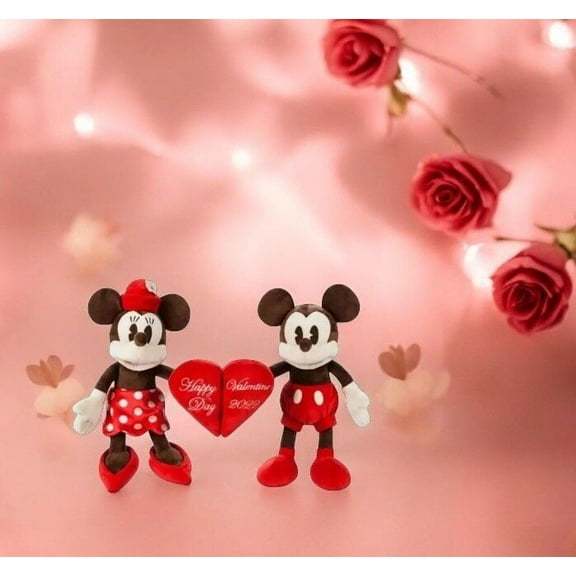 Disney Valentine's Day 2022 Mickey Minnie Plush Set Magnetic Heart Love Wedding