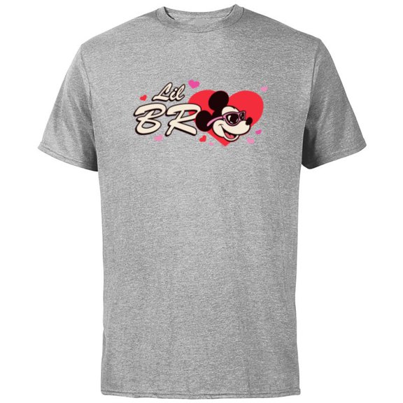 Disney Valentine's Day Lil Bro Gift Family Matching Trip - Short Sleeve Cotton T-Shirt for Adults - Customized-Athletic Heather