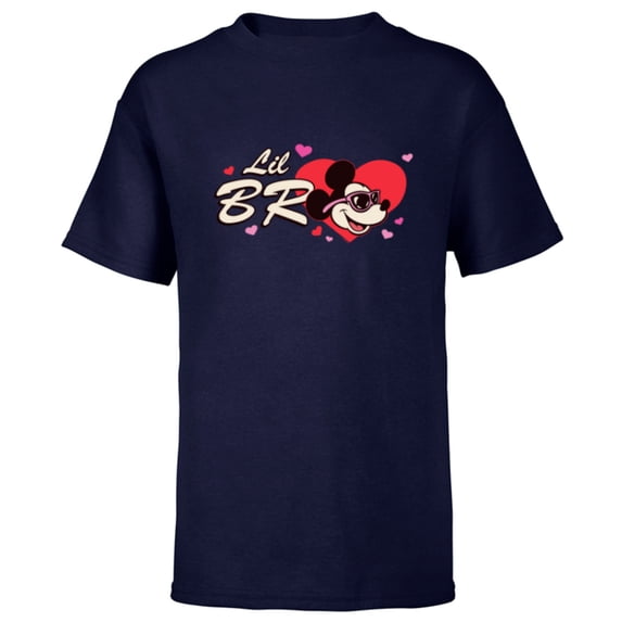 Disney Valentine's Day Lil Bro Gift Family Matching Trip - Short Sleeve T-Shirt for Kids - Customized-Navy