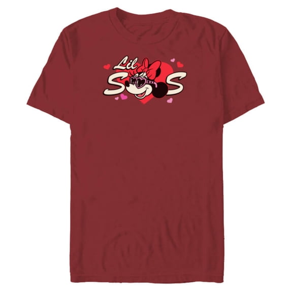Disney Valentine's Day Lil Sis Gift Family Matching Trip - Short Sleeve Blended T-Shirt for Adults - Customized-Cardinal Red