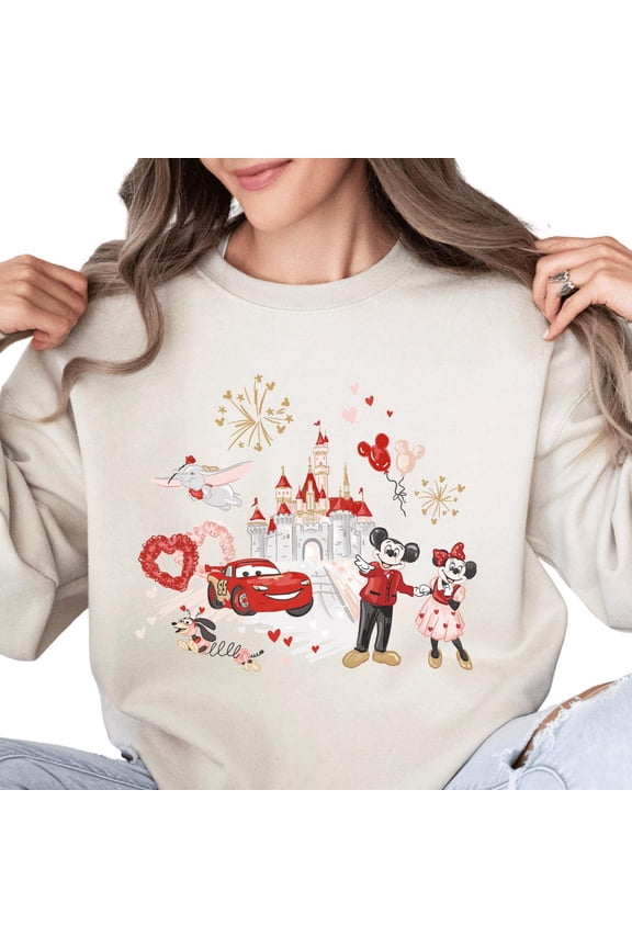 Disney Valentines Day Vintage Mickey Minnie Mcqueen Sweatshirt All size S-3XL