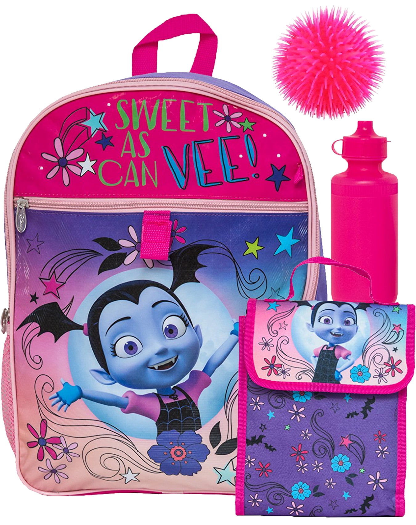 Disney Vampirina 4 Pc. Bag Backpack Set Lunch Box Case Bottle Squashy Ball