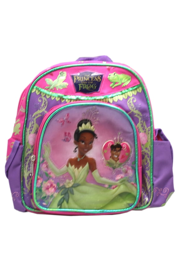 Velcro Side Pouches Princess And The Frog Floral Mini Backpack, Purple