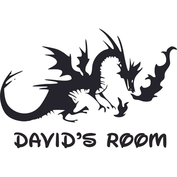 Disney Villain Dragon Cartoon Customized Wall Decal - Custom Vinyl Wall Art - Personalized Name - Baby Girls Boys Kids Bedroom Wall Decal Room Decor Wall Stickers Decoration Size (27x30 inch)