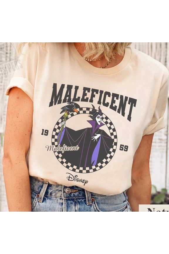 Disney Villain Maleficent Est 1959 Checkered Circle Shirt Sleeping Beauty T-shirt Tee Disn