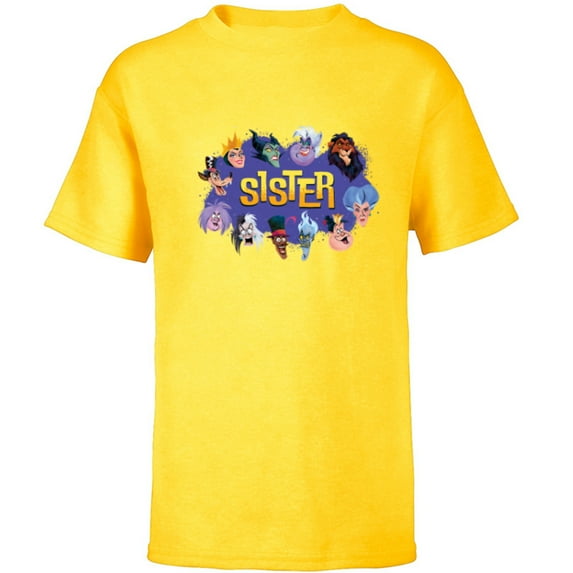 Disney Villain Squad Family Trip Vacation Reunion Sister - Short Sleeve T-Shirt for Kids - Customized-Yellow