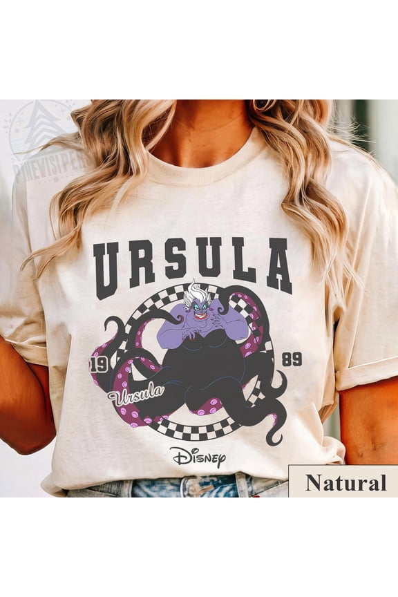 Disney Villain Ursula Est Checkered Circle Shirt The Little Mermaid Retro T-shirt Tee Disn