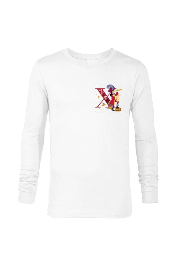 Villains Alphabet Monogram Captain Hook Letter X - Long Sleeve T-Shirt for Men - Customized-White