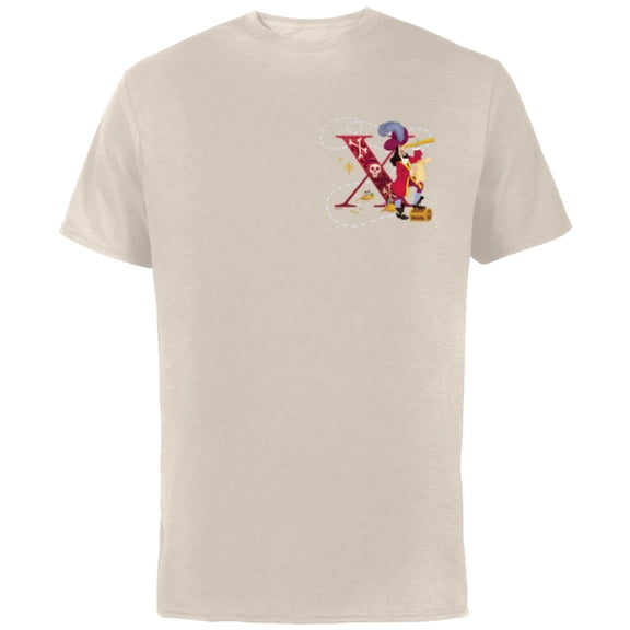 Disney Villains Alphabet Monogram Captain Hook Letter X - Short Sleeve Cotton T-Shirt for Adults - Customized-Natural