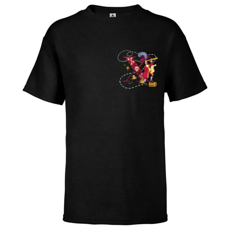 Disney Villains Alphabet Monogram Captain Hook Letter X - Short Sleeve T- Shirt for Kids - Customized-Black 