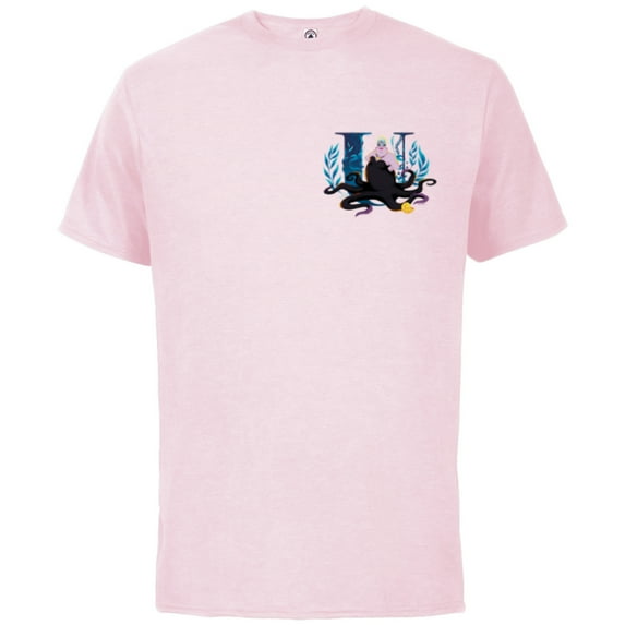 Disney Villains Alphabet Monogram Letter U for Ursula - Short Sleeve Cotton T-Shirt for Adults - Customized-Soft Pink