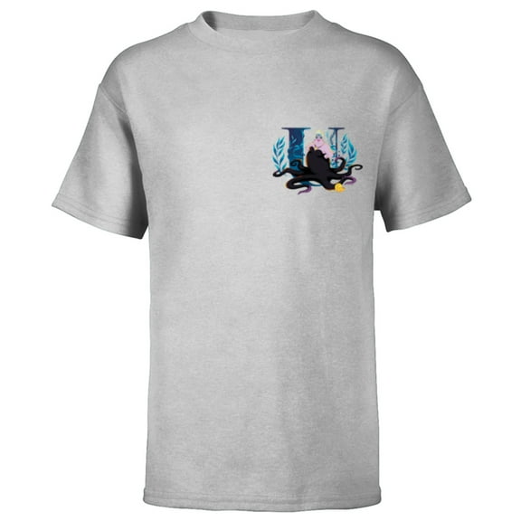 Disney Villains Alphabet Monogram Letter U for Ursula - Short Sleeve T-Shirt for Kids - Customized-Athletic Heather