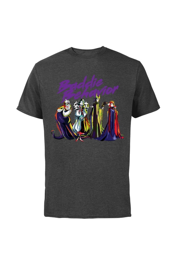 Villains Baddie Behavior T-Shirt - Short Sleeve Cotton T-Shirt for Adults - Customized-Charcoal