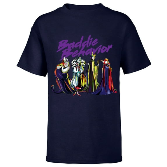 Disney Villains Baddie Behavior T-Shirt - Short Sleeve T-Shirt for Kids - Customized-Navy