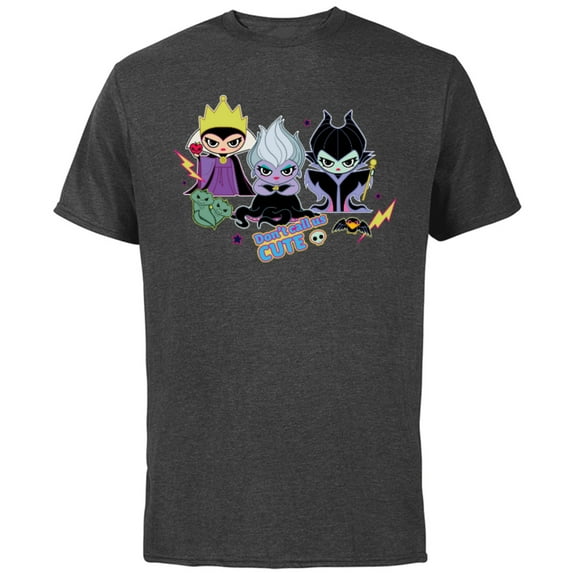 Disney Villains Chibi Don’t Call Us Cute - Short Sleeve Cotton T-Shirt for Adults - Customized-Charcoal
