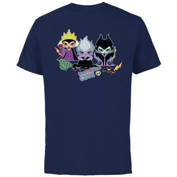 Disney Villains Chibi Don’t Call Us Cute - Short Sleeve Cotton T-Shirt for Adults - Customized-Navy