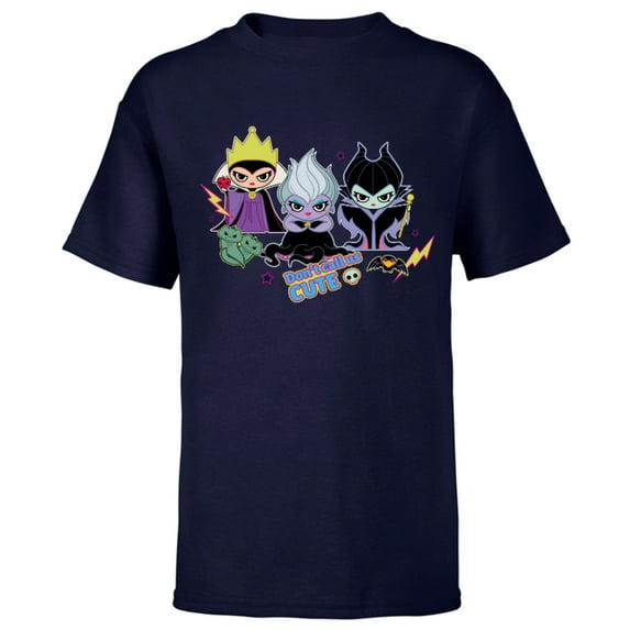Disney Villains Chibi Don’t Call Us Cute - Short Sleeve T-Shirt for Kids - Customized-Navy