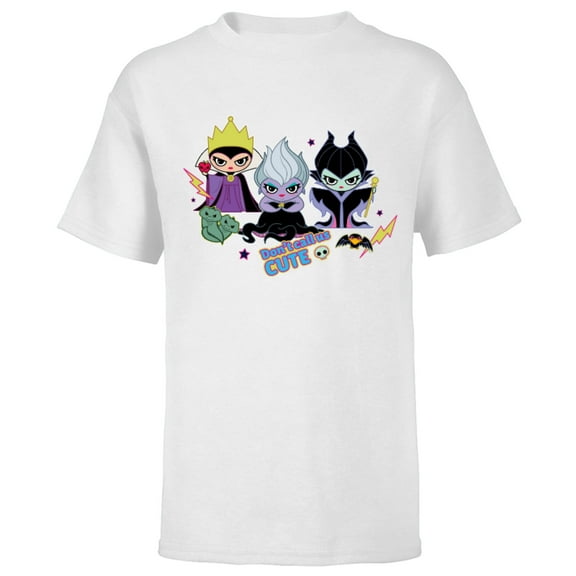 Disney Villains Chibi Don’t Call Us Cute - Short Sleeve T-Shirt for Kids - Customized-White