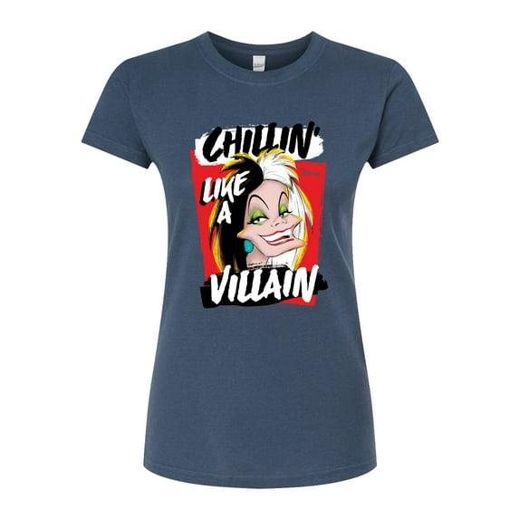 Disney Villains - Cruella Chillin Like A Villain - Juniors Fitted Graphic T-Shirt