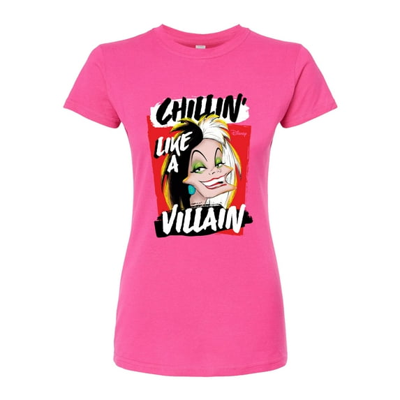 Disney Villains - Cruella Chillin Like A Villain - Juniors Fitted Graphic T-Shirt