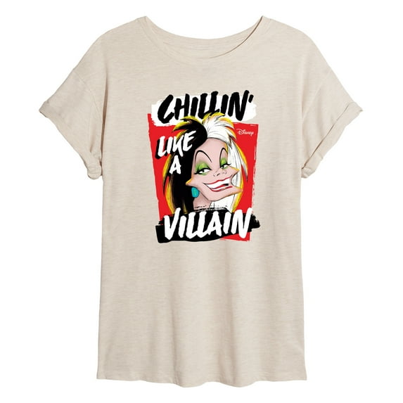 Disney Villains - Cruella Chillin Like A Villain - Juniors Ideal Flowy Muscle T-Shirt