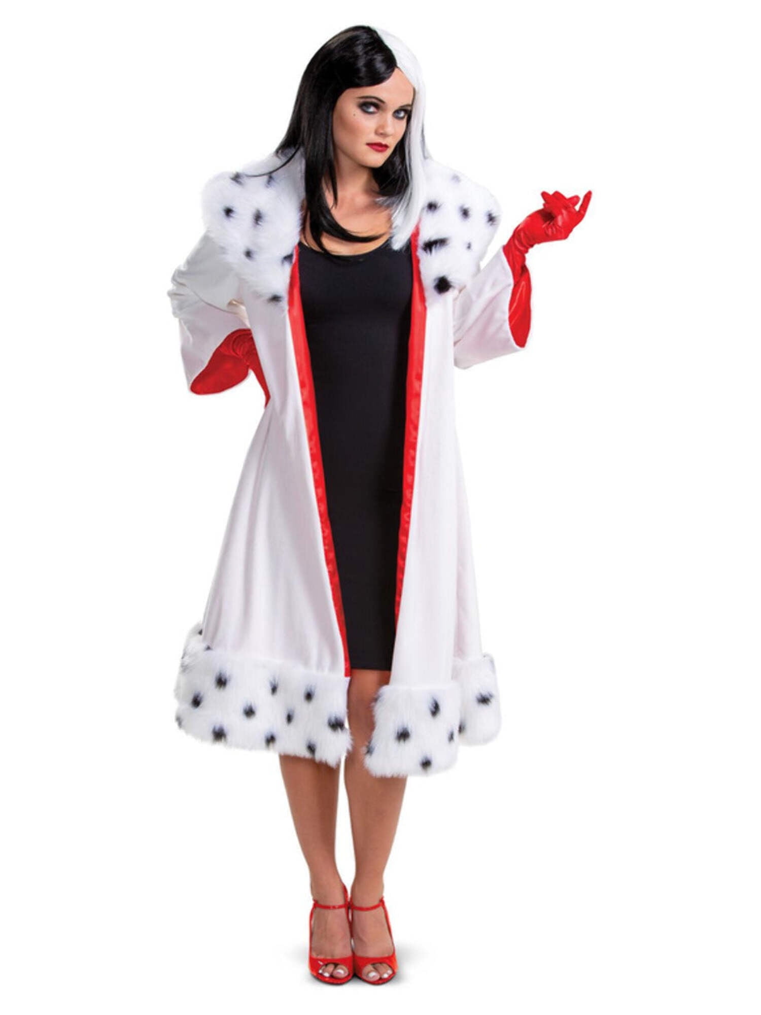 Disney Villains Cruella Classic Costume Adult Coat Gloves