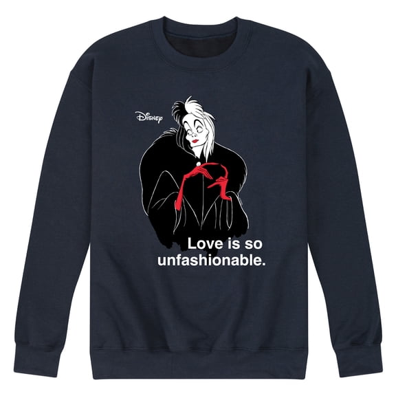 Disney Villains - Cruella De Vil Love Unfasionable  - Men's Crew Neck Fleece Pullover
