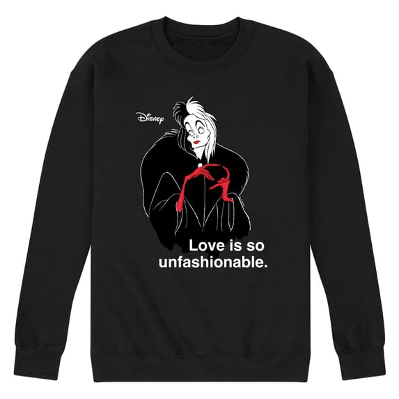 Disney Villains - Cruella De Vil Love Unfasionable - Men's Crew Neck Fleece Pullover