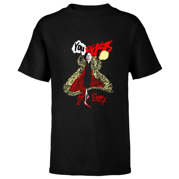 Disney Villains Cruella De Vil You Beasts - Short Sleeve T-Shirt for Kids - Customized-Black