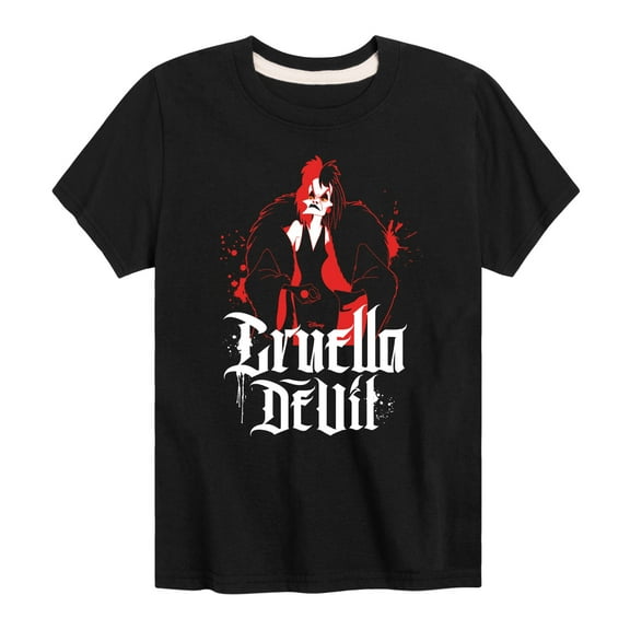 Disney Villains - Cruella Devil Spatter - Toddler & Youth Short Sleeve Graphic T-Shirt