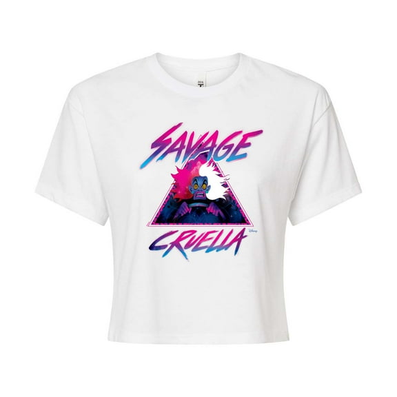 Disney Villains - Cruella Savage - Juniors Cropped Cotton Blend T-Shirt