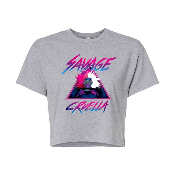 Disney Villains - Cruella Savage - Juniors Cropped Cotton Blend T-Shirt