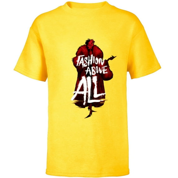 Disney Villains Cruella de Vil Fashion Above All - Short Sleeve T-Shirt for Kids - Customized-Yellow
