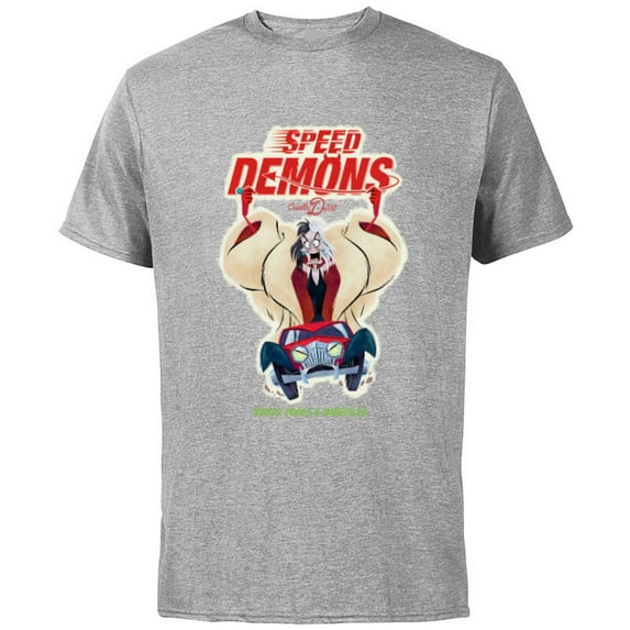 Disney Villains Cruella de Vil Speed Demons - Short Sleeve Cotton T-Shirt for Adults - Customized-Athletic Heather