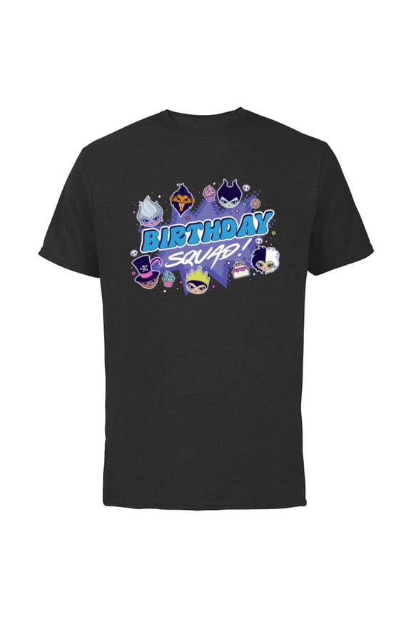 Villains Cute Evil Family Friends Crew Birthday Squad - Short Sleeve Cotton T-Shirt for Adults - Customized-Black