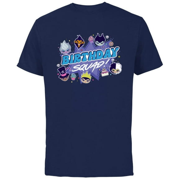 Disney Villains Cute Evil Family Friends Crew Birthday Squad - Short Sleeve Cotton T-Shirt for Adults - Customized-Navy