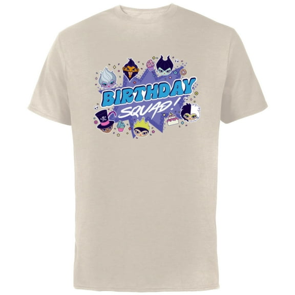 Disney Villains Cute Evil Family Friends Crew Birthday Squad - Short Sleeve Cotton T-Shirt for Adults - Customized-Natural