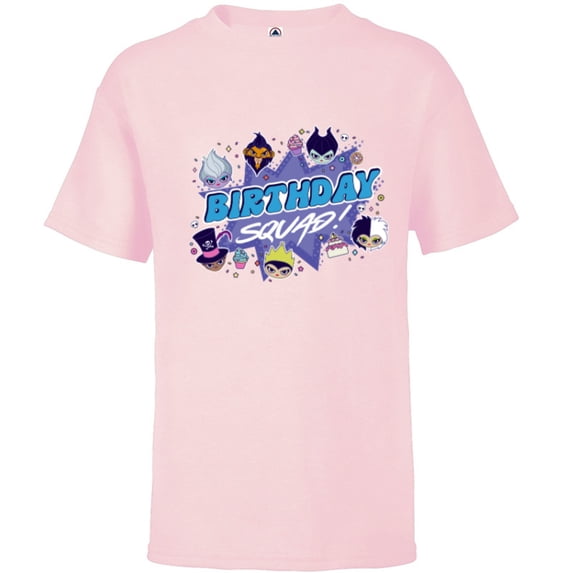 Disney Villains Cute Evil Family Friends Crew Birthday Squad - Short Sleeve T-Shirt for Kids - Customized-Soft Pink