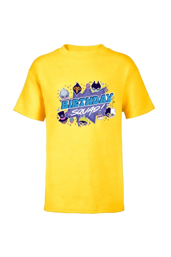 Villains Cute Evil Family Friends Crew Birthday Squad - Short Sleeve T-Shirt for Kids - Customized-Yellow