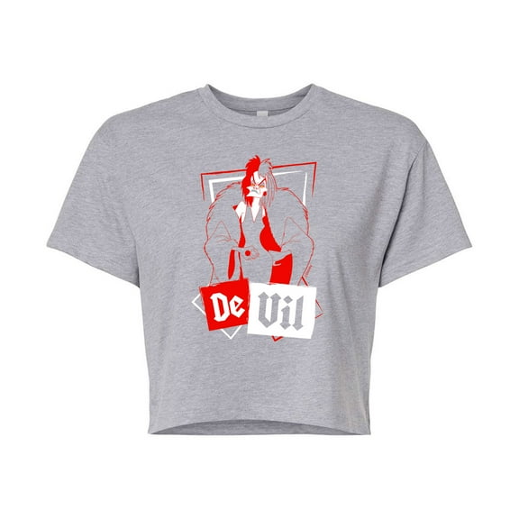 Disney Villains - De Vil - Juniors Cropped Cotton Blend T-Shirt